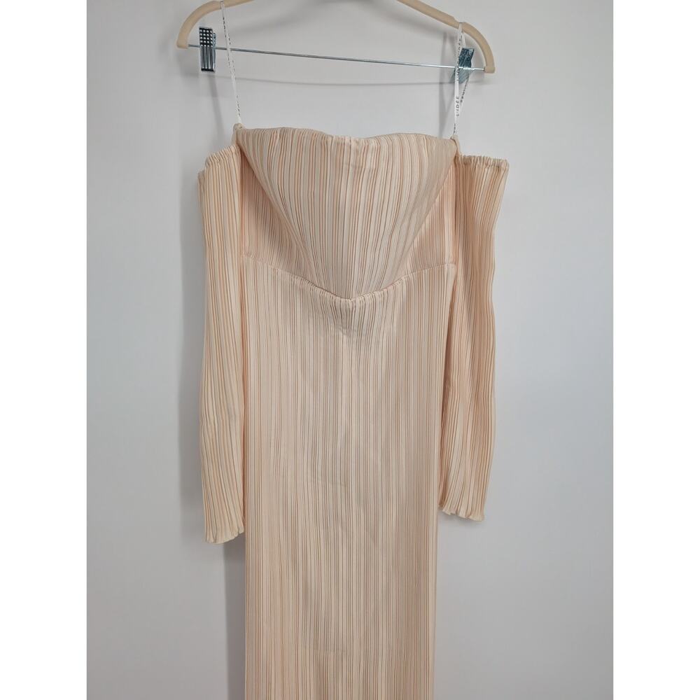 Nwt L'idee Gatsby Pleated Dress Gown Us 6 Bone #1b602 — image 4 of 8